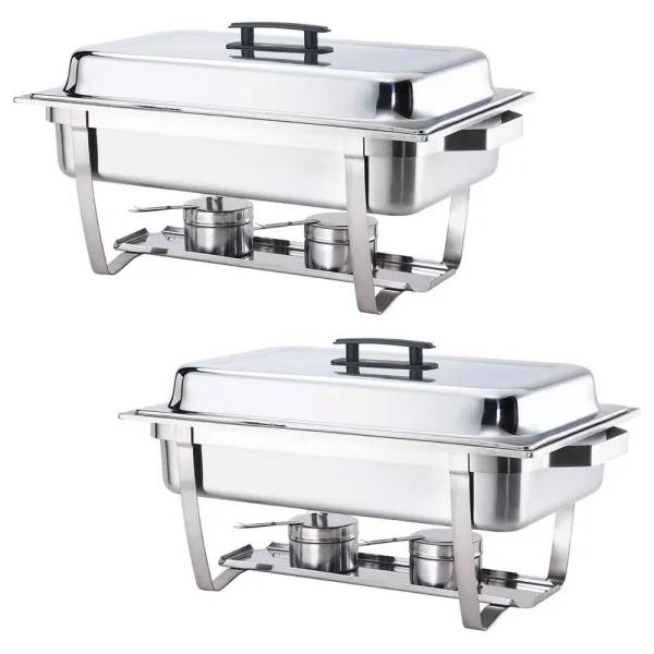 Alpha Living 8 Qt. Stainless Steel Chafing Dish Set of 2, Foldable Frame Buffet Server