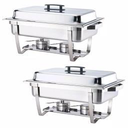 Alpha Living 8 Qt. Stainless Steel Chafing Dish Set of 2, Foldable Frame Buffet Server thumbnail 1