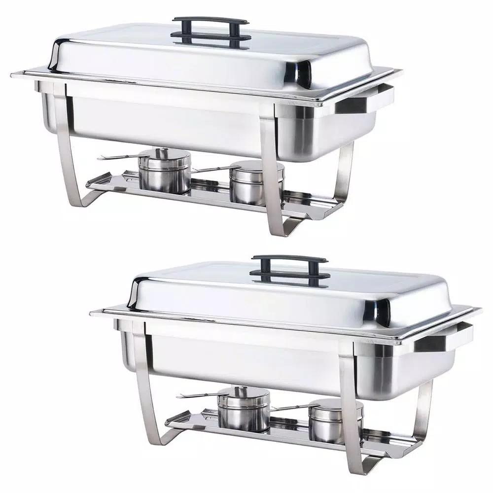 Alpha Living 8 Qt. Stainless Steel Chafing Dish Set of 2, Foldable Frame Buffet Server
