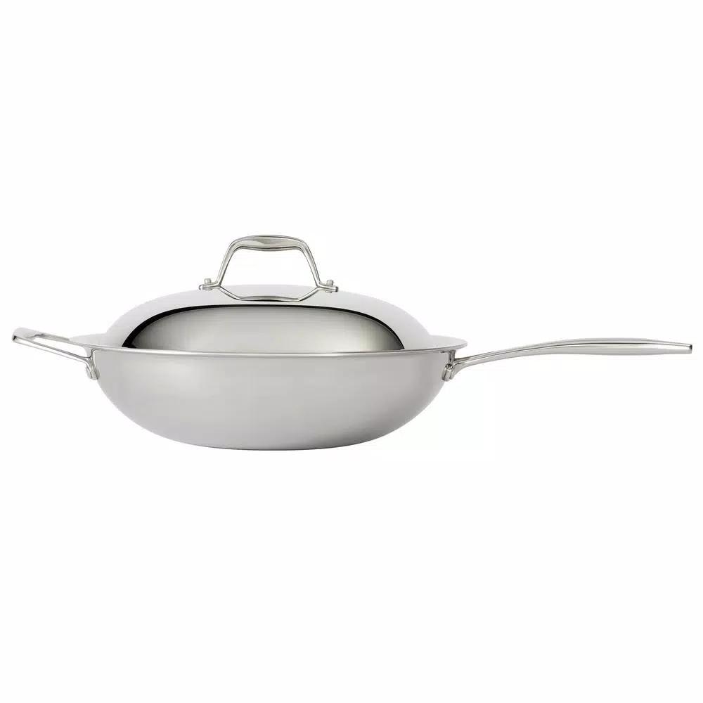 Tramontina 12 in. Tri-Ply Clad Stainless Steel Wok with Lid