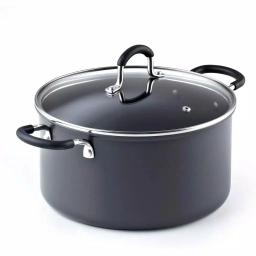 Cook N Home 6 Qt. Hard-Anodized Aluminum Nonstick Casserole Dish with Glass Lid, Black thumbnail 1