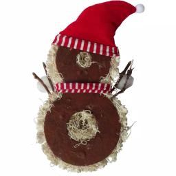 Fraser Hill Farm 25 in. Artificial Snowman Christmas Wreath with Red Hat and Striped Scarf thumbnail 2