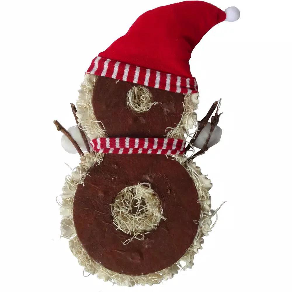 Fraser Hill Farm 25 in. Artificial Snowman Christmas Wreath with Red Hat and Striped Scarf