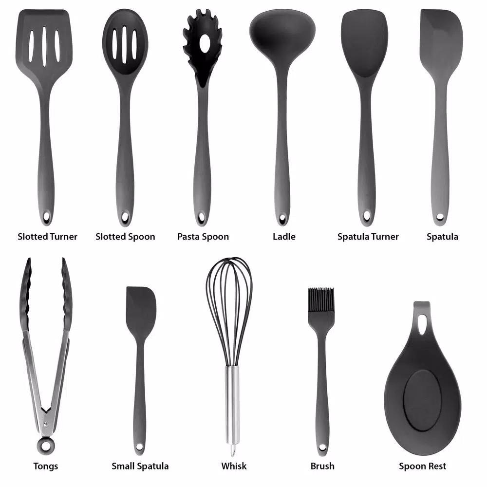 MegaChef 12-Piece Black Silicone Kitchen Utensil Set