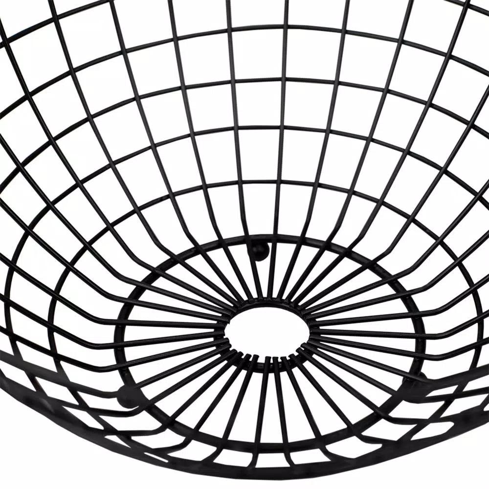 Unbranded Grid Collection Large Black Wire Fruit Bowl - Modern Steel Countertop Organizer