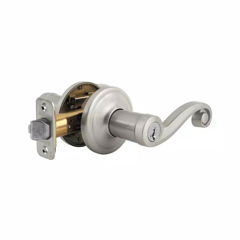 Kwikset Lido Satin Nickel Exterior Entry Door Lever with SmartKey Security