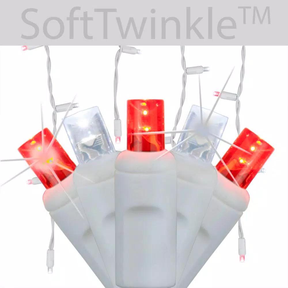 Wintergreen Lighting SoftTwinkle 7 ft. LED Icicle Lights, 70 Red and Cool White Lights