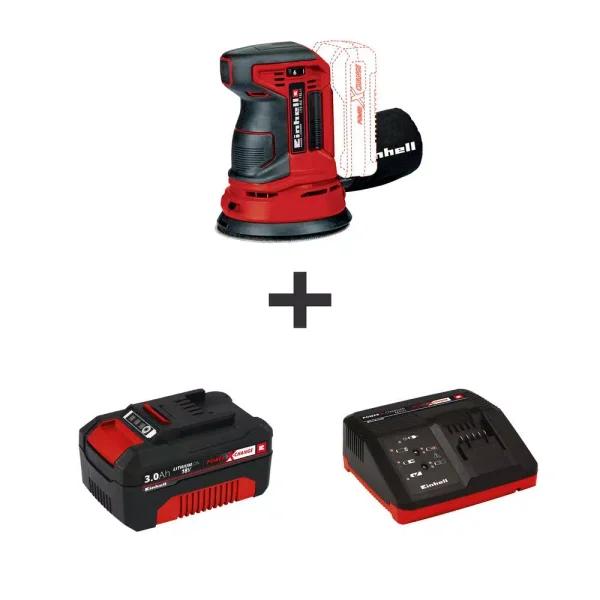 Einhell 18V Power X-Change Cordless 5 in. Random Orbital Sander Kit with 3.0 Ah Battery and Fast Charger