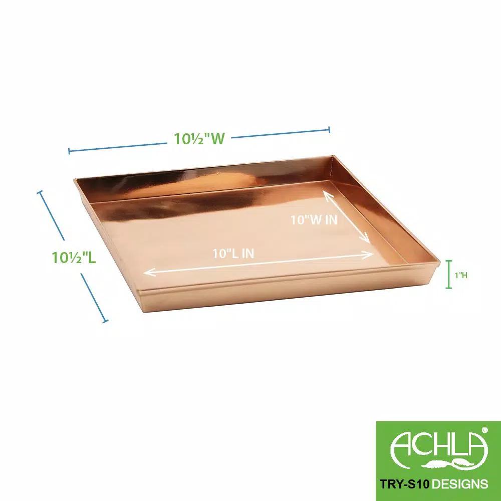 Achla Designs 10.75 in. Square Copper Plated Stainless Steel Decorative Serving Tray