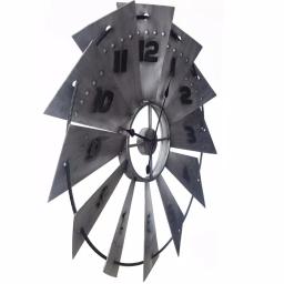 Pinnacle Rustic Galvanized Metal Windmill Wall Clock, 31-in Oversized Farmhouse Decor thumbnail 4