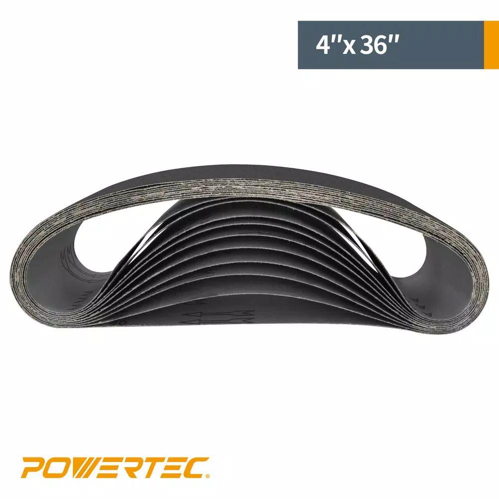 POWERTEC 600 Grit Silicon Carbide Sanding Belts, 4 in. x 36 in. (10-Pack)