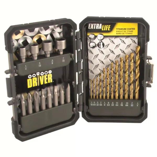 MIBRO 24-Piece Titanium Drill Bit, Screwdriver Bit, and Nut Setter Set