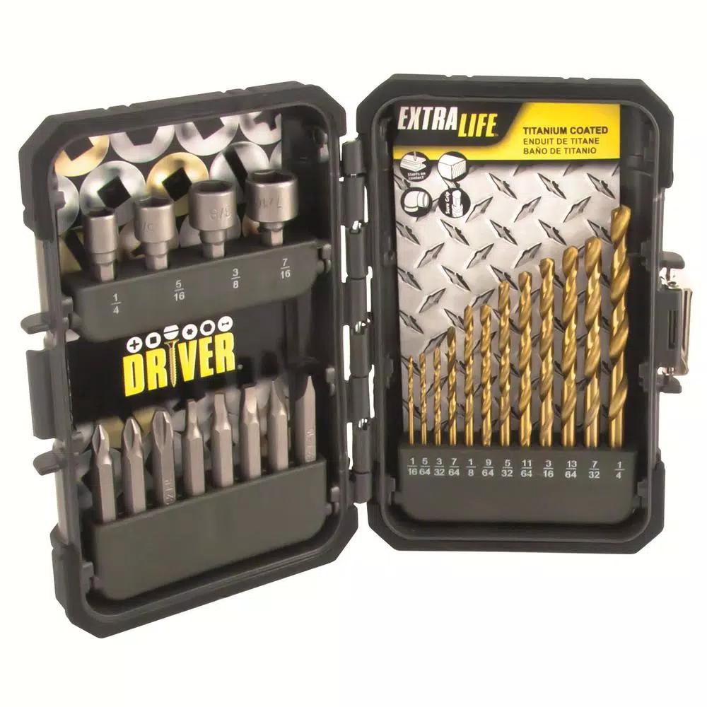 MIBRO 24-Piece Titanium Drill Bit, Screwdriver Bit, and Nut Setter Set