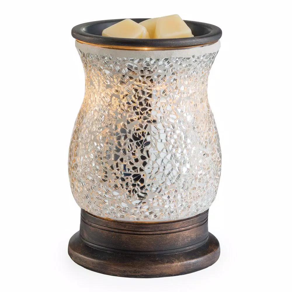 Candle Warmers Etc 8.8 in Reflection Illumination Fragrance Warmer with Silver Glass Mosaic