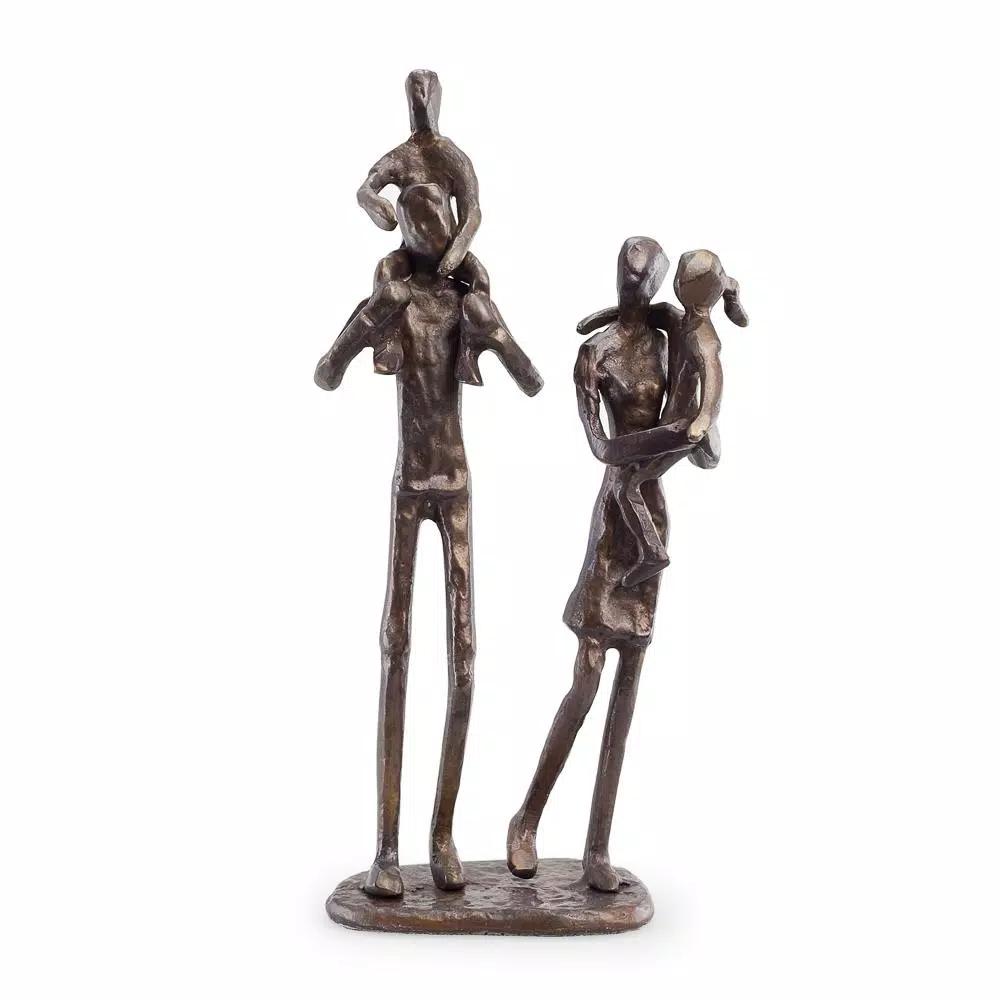 DANYA B Handcrafted Bronze Family of 4 Sculpture - Modern Sand Cast Statuary