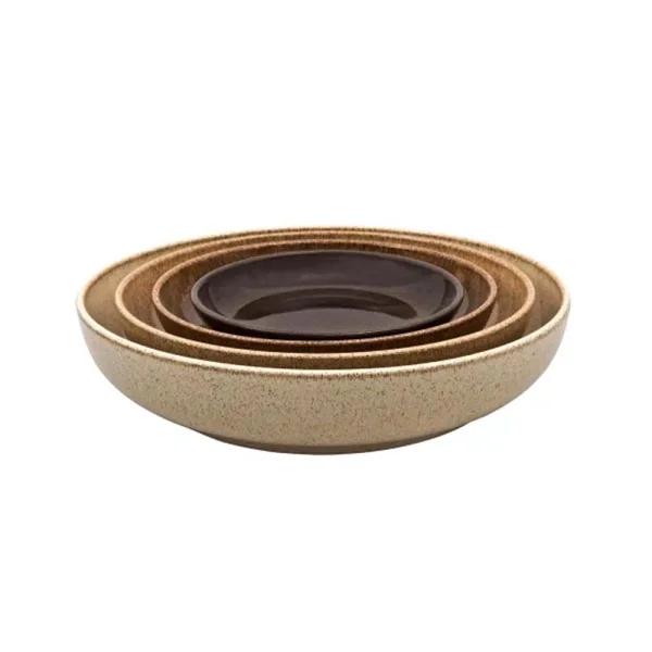 Denby Studio Craft 4-Piece Nesting Bowl Set, Brown Clay Serving Bowls