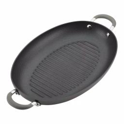 Circulon Elementum 15 in. Hard-Anodized Aluminum Nonstick Oval Grill Pan, Oyster Gray thumbnail 5