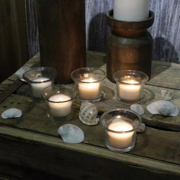 Stonebriar Collection Stonebriar Unscented White Paraffin Tealight Candles, Clear Cup, 48-Pack