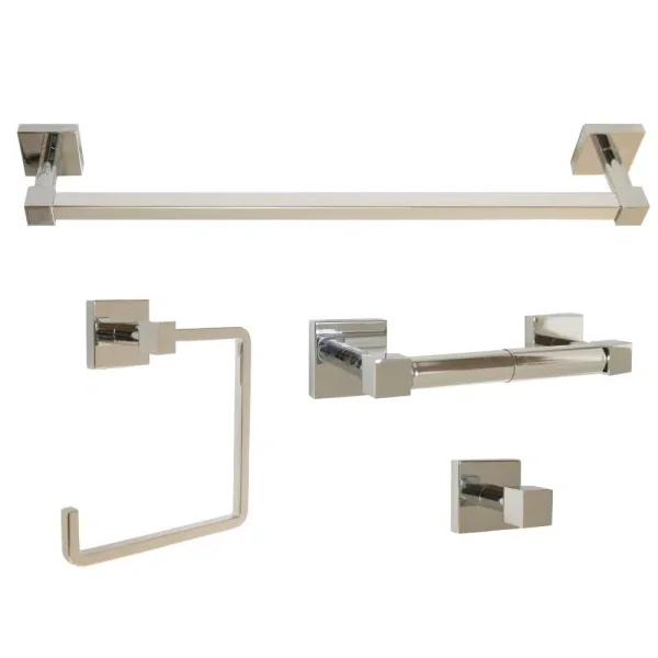 Design House Karsen 4-Piece Bathroom Hardware Accessory Kit, Polished Chrome
