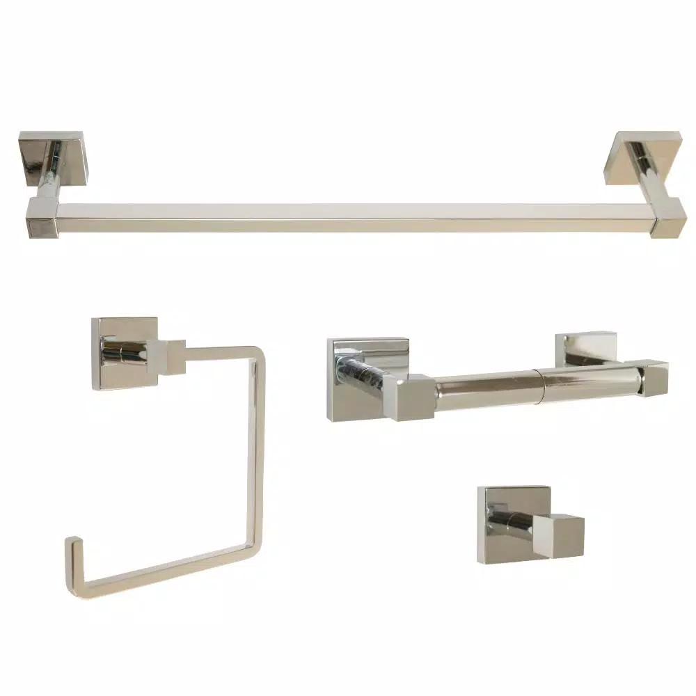 Design House Karsen 4-Piece Bathroom Hardware Accessory Kit, Polished Chrome