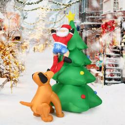 Costway 6.5 ft. Pre-lit LED Inflatable Christmas Tree with Santa and Dog Decorations thumbnail 3