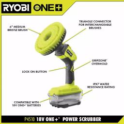 RYOBI 18V ONE+ Cordless Power Scrubber, IPX7 Water Resistant (Tool Only) thumbnail 2