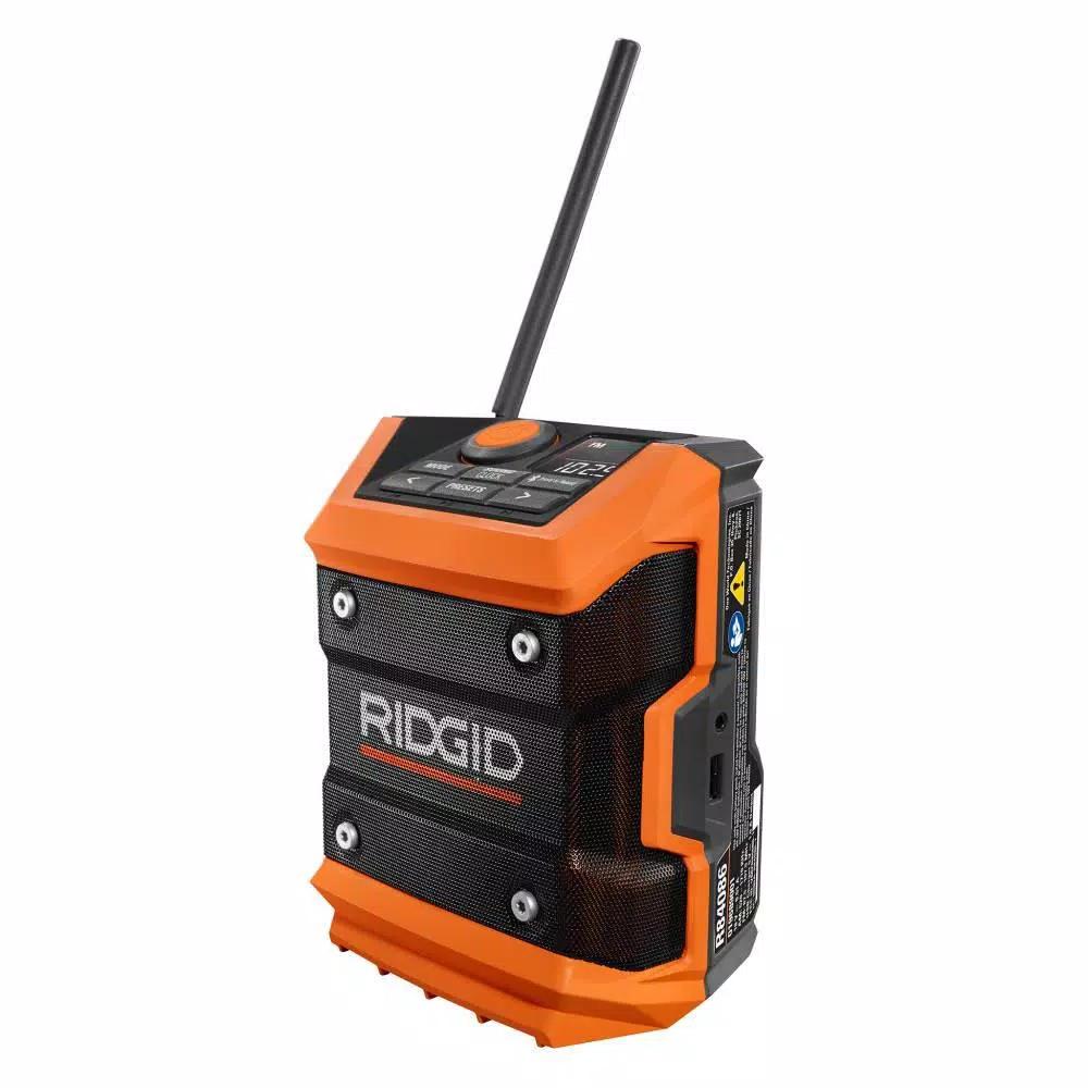 RIDGID 18V Cordless Mini Bluetooth Jobsite Radio Kit with 2.0 Ah Battery and Charger