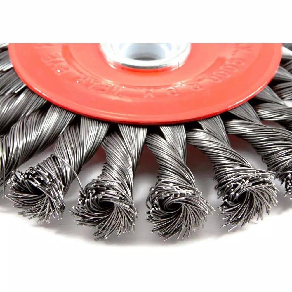 Forney 6 in. Twist Knot Crimped Steel Wire Wheel Brush, 1/2 in. and 5/8 in. Arbor