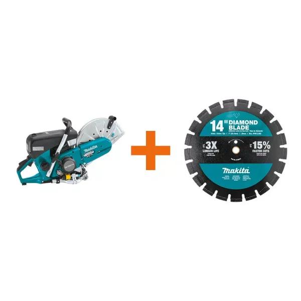 Makita 14 in. 76cc 4-Stroke Gas Power Cutter with Bonus 14 in. Segmented Rim Diamond Blade
