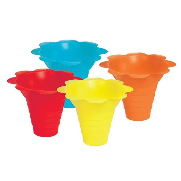 Paragon 4 oz. Multicolor Flower Drip Tray Snow Cone Cups, 100 Count