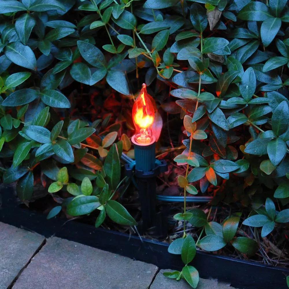 LUMABASE Flickering Orange Electric Pathway Lights, 10-Count Halloween Outdoor Decor