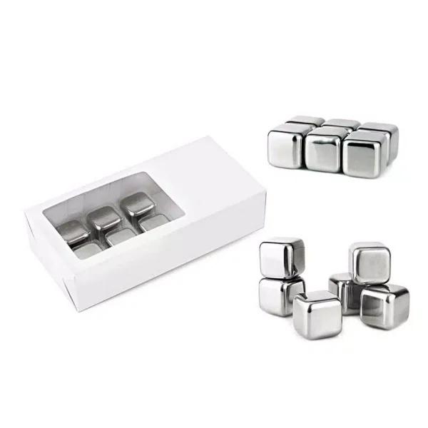 Visol Arctic 6-Piece Stainless Steel Ice Cube Set for Whiskey and Scotch