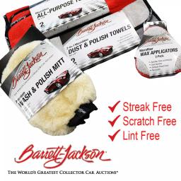 Barrett-Jackson Car Wax and Polish Kit with Applicators, Detailing Towels, and Wash Mitt thumbnail 2