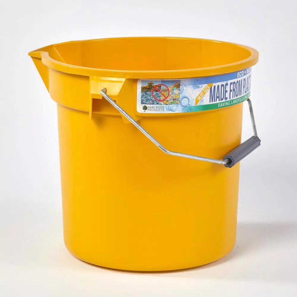 TAFCO PRODUCTS Tafco 3.5 Gal. Yellow Round Utility ECO Bucket, 100% Recycled Plastic with Easy Pour Spout