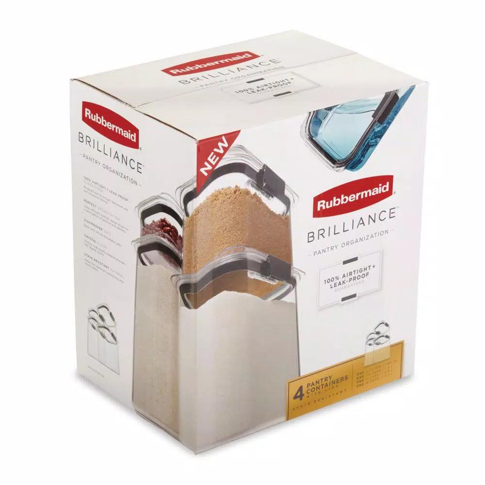 Rubbermaid Brilliance 4-Piece Food Storage Container Set, BPA-Free Plastic, Leak-Proof