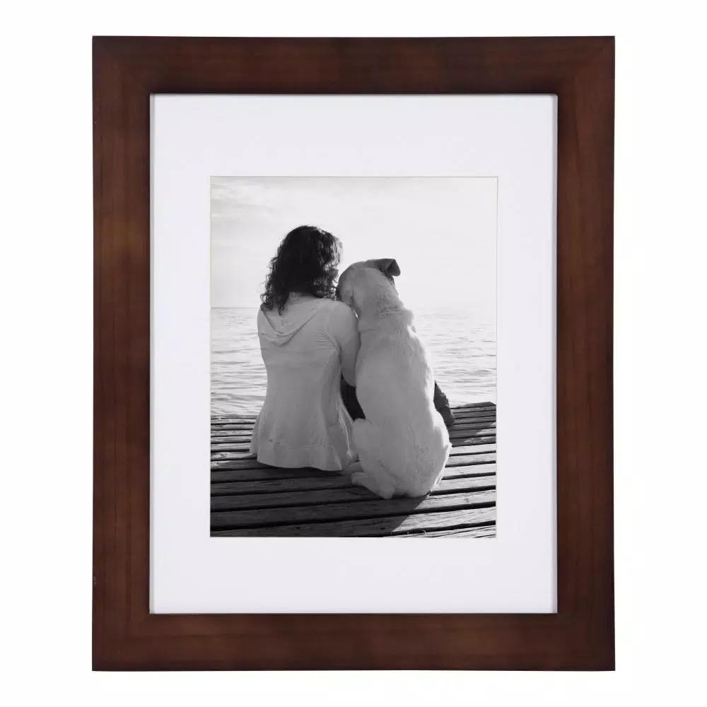 DesignOvation Museum Collection 11x14 Walnut Brown Picture Frame Set, Matted to 8x10, Pack of 4