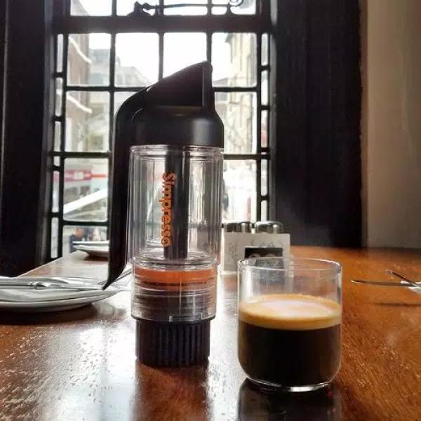 Simposh Simpresso Portable Espresso Machine - Hand Powered Travel Coffee Maker with NS Capsule & Ground Coffee Compatibility