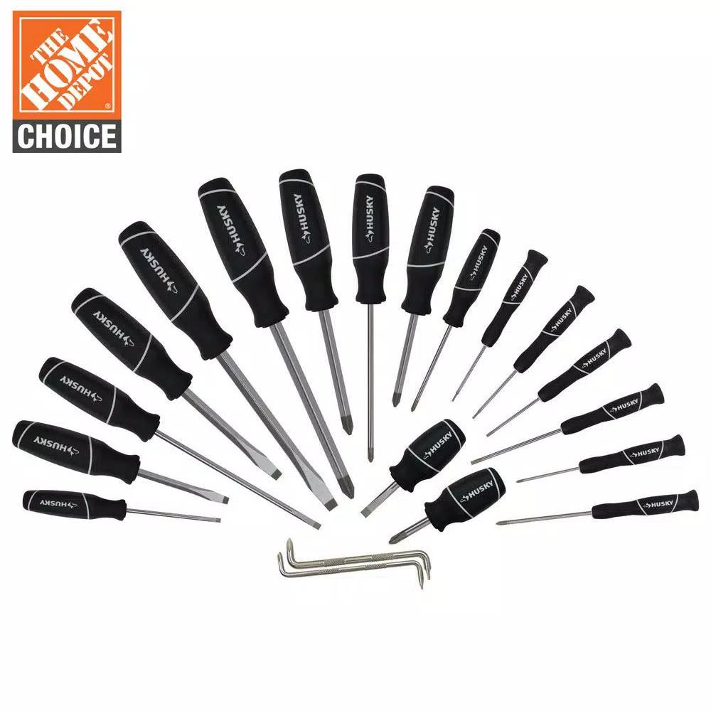 Husky 20-Piece Magnetic Screwdriver Set, Combination Drive Hand Tools