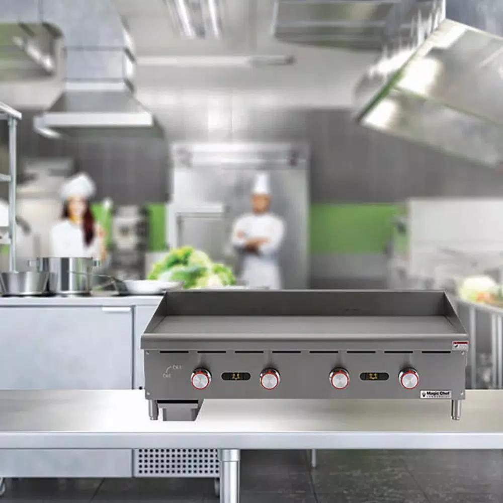 Magic Chef 48 in. Commercial Thermostatic Gas Countertop Griddle, Stainless Steel