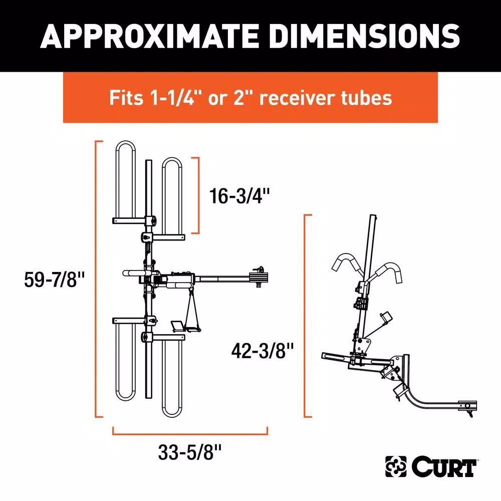 CURT 2-Bike Tray-Style Hitch-Mounted Bike Rack, 1-1/4" or 2" Receiver