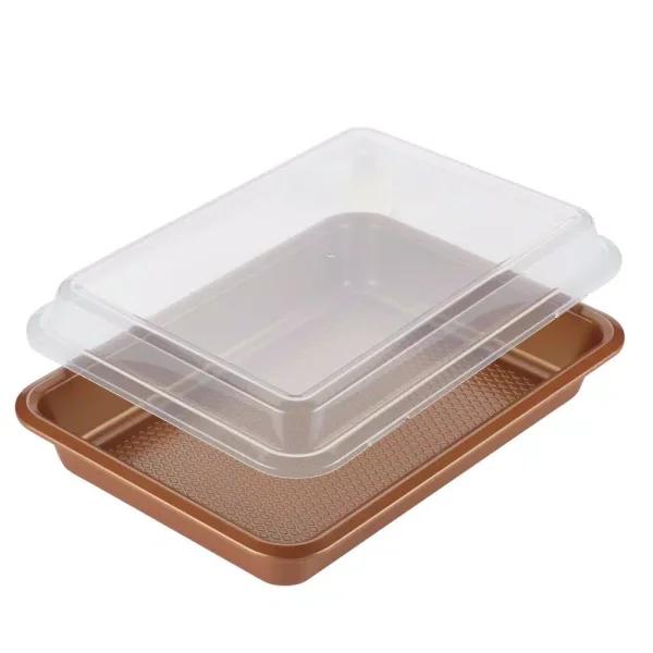 Ayesha Curry 9 x 13 in. Copper Nonstick Steel Cake Pan with Plastic Lid