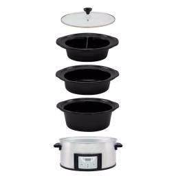 NESCO Pick-a-Pot 6 Qt. Stainless Steel Digital Slow Cooker with 3 Removable Ceramic Pots thumbnail 2