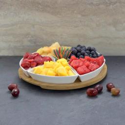 Elama Signature Collection 7-Piece White Stoneware Appetizer Serving Set with thumbnail 3