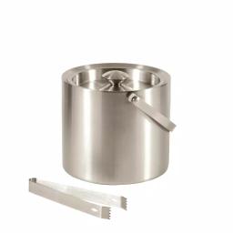 BEY-BERK Classic Stainless Steel 5 Qt. Double Wall Ice Bucket with Lid, Handle, and Ice Tongs thumbnail 2