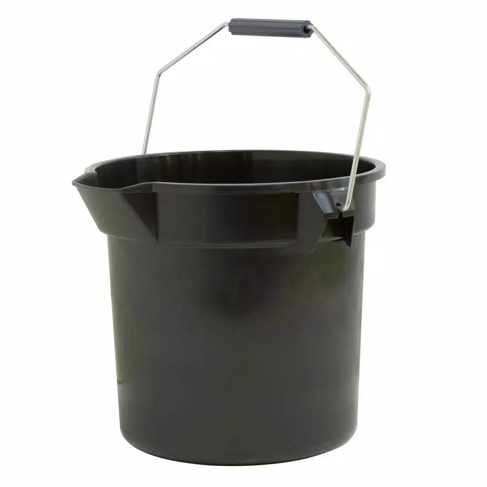TAFCO PRODUCTS Tafco 3.5 Gal. Black Round Utility ECO Bucket, 14 Qt. Heavy-Duty Recycled Plastic Pail