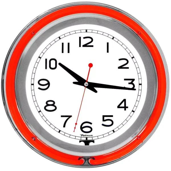 Trademark Red Double Ring Neon Wall Clock - 14 in. Retro Chrome Finish