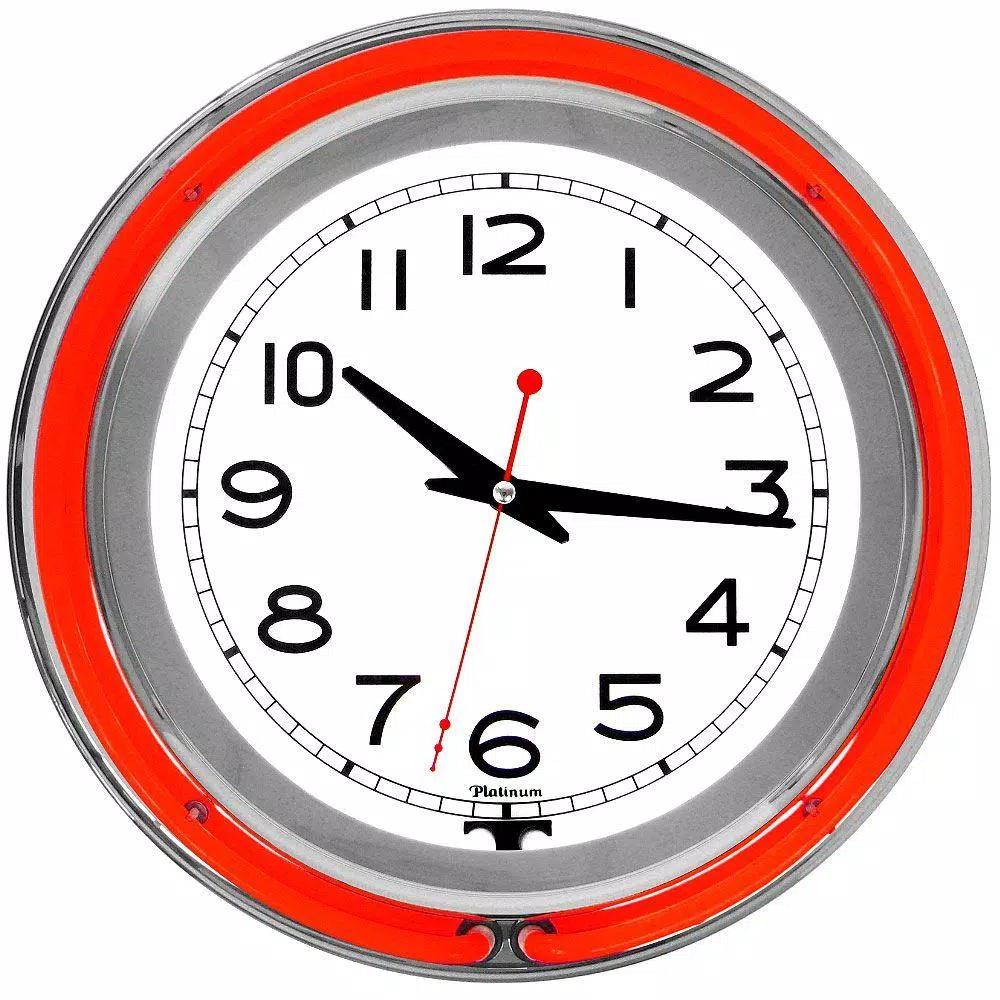 Trademark Red Double Ring Neon Wall Clock - 14 in. Retro Chrome Finish