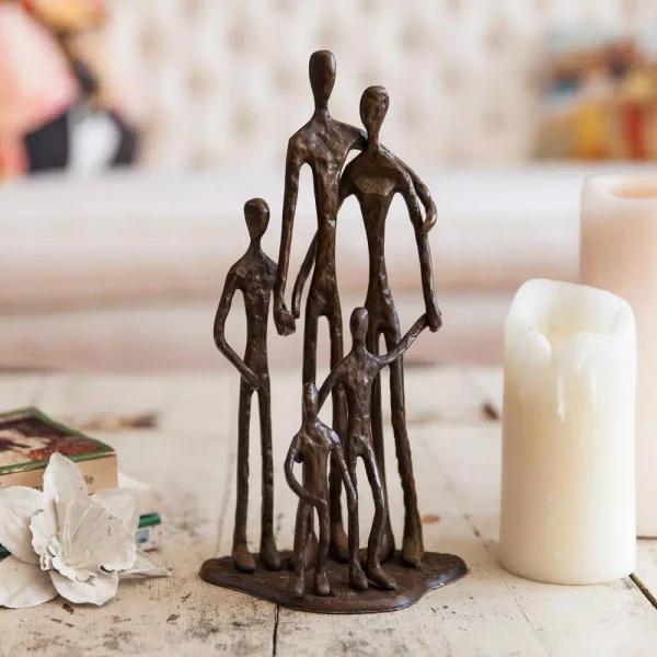 Danya B Family of Five Bronze Sculpture - Handcrafted Sand Cast Metal Statuary