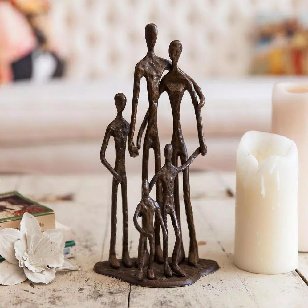 Danya B Family of Five Bronze Sculpture - Handcrafted Sand Cast Metal Statuary
