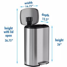 iTouchless SoftStep 13.2 Gal. Stainless Steel Step Trash Can with Odor Filter and Inner Bucket thumbnail 6